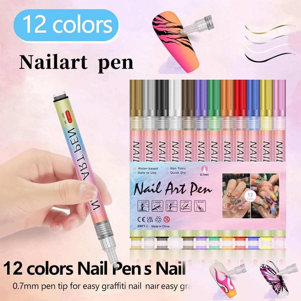 Nail Art Pens Set – 12 Colors