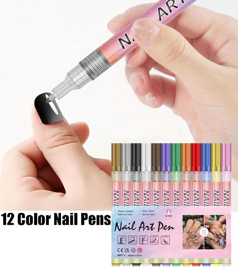 Nail Art Pens Set – 12 Colors